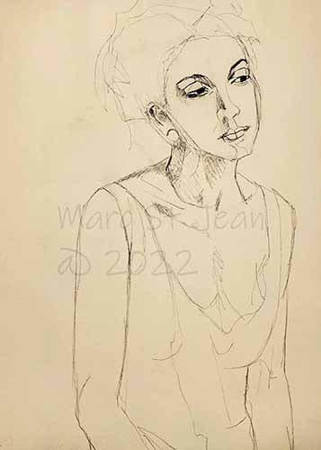 Esquisse de femme au pastel