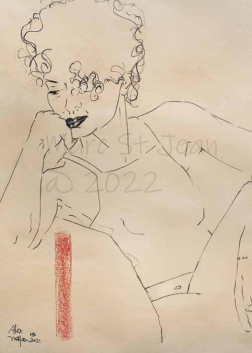 Esquisse de femme au pastel